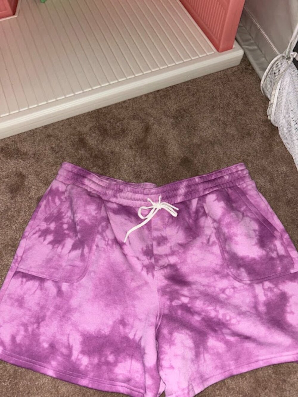 NWT Sonoma Purple Tie Dye Lounge Shorts 1X Plus Size Drawstring